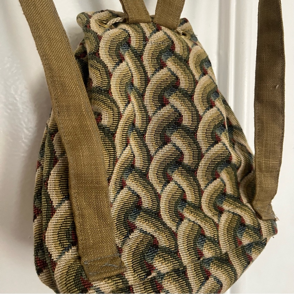 Vintage woven drawstring backpack patterned - image 5
